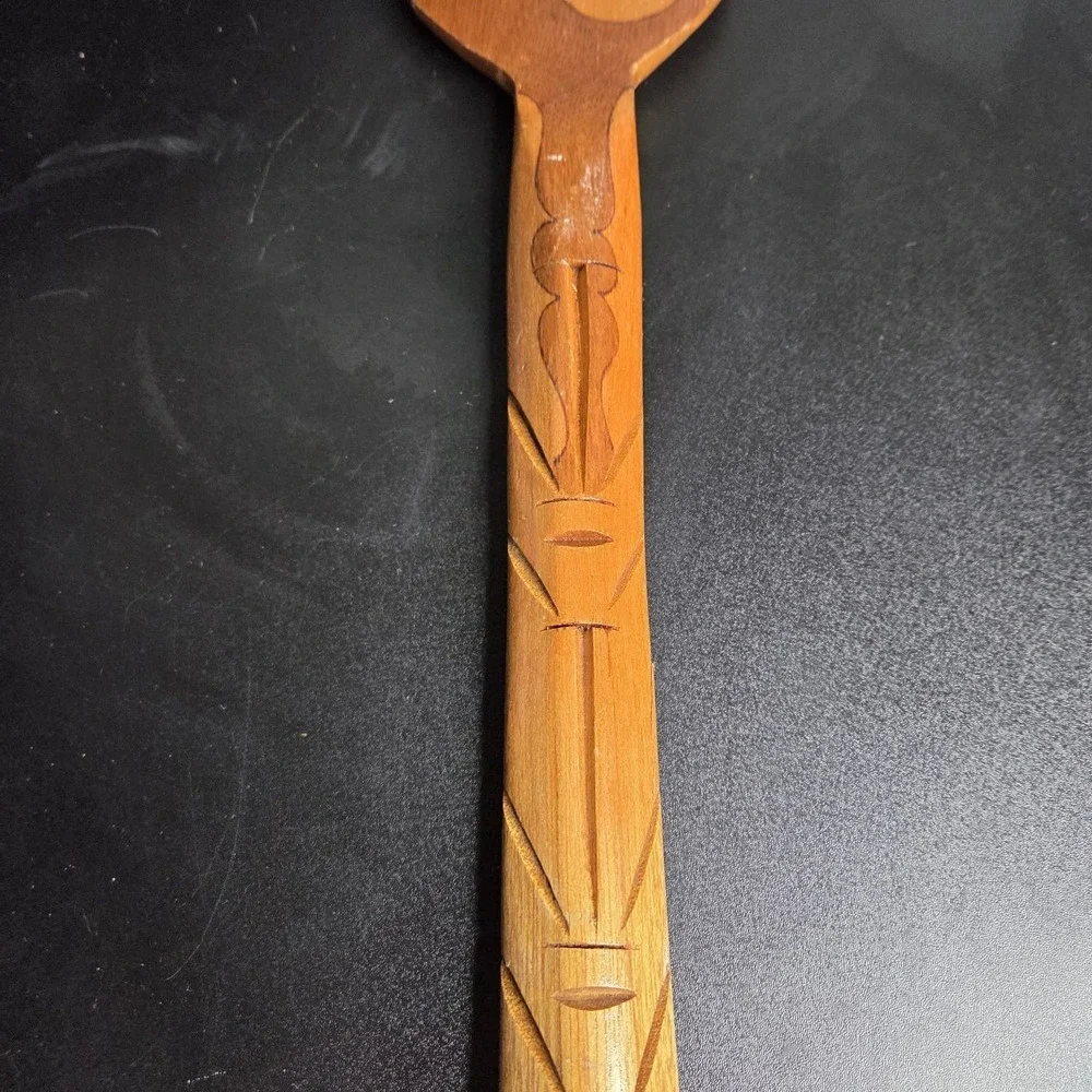 Vintage Hand Carved Wooden Fork Wall Art Alaska Souvenir Rustic Decor
